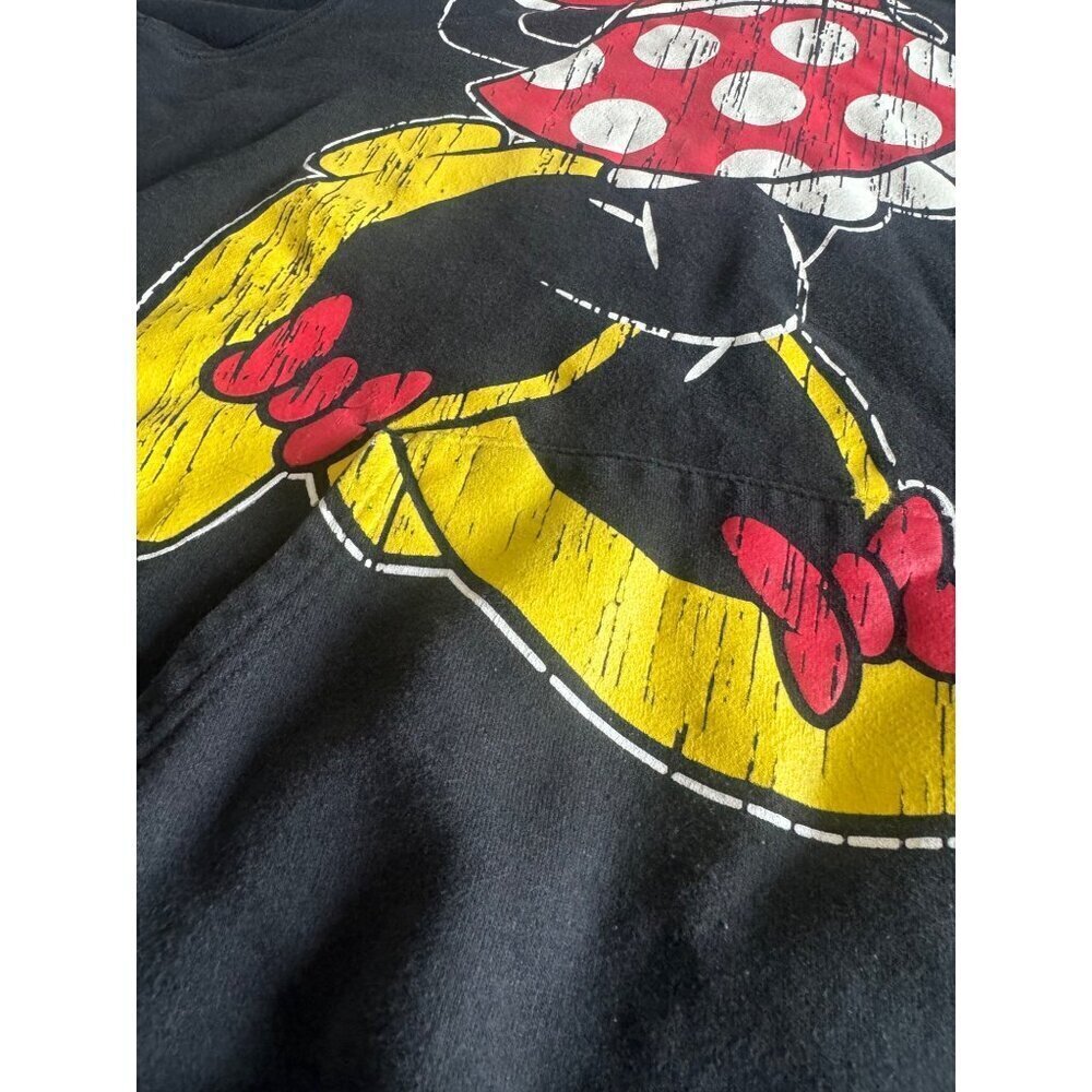 DISNEY Parks Minnie Mouse Pullover Womens Hoodie Sweatshirt Bow Ears SZ XL Black - Picture 9 of 9